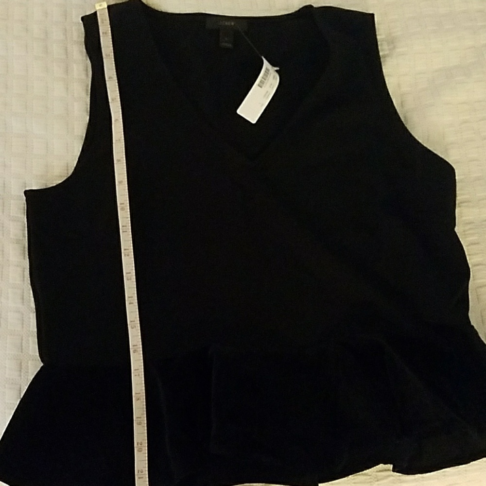 NWT- J.Crew Black Peplum top velvet trim at bottom Large - Picture 7 of 8